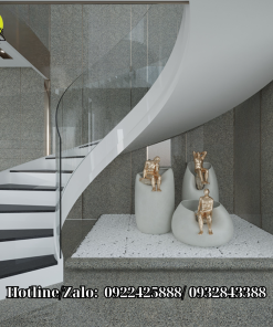 Đá granite cầu thang trắng đen