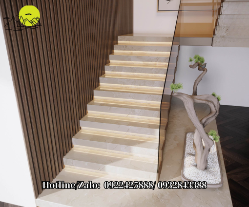 Đá Marble kem oman lát cầu thang