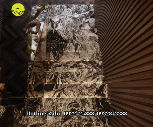 Đá ốp cầu thang Granite Black Forest