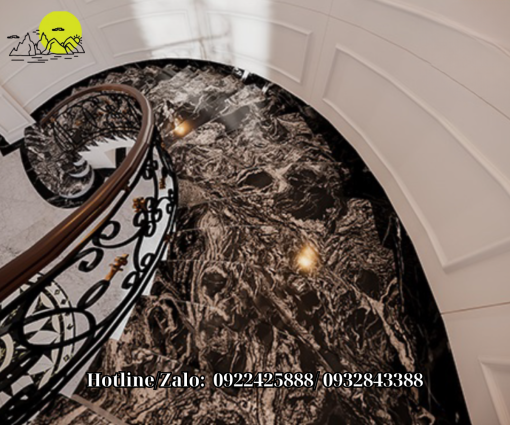 Đá ốp cầu thang Granite Black Forest