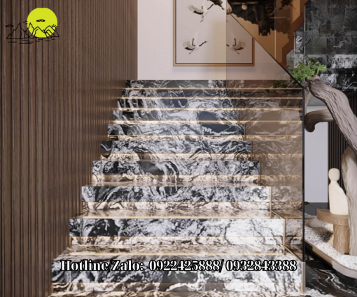 Đá ốp cầu thang Granite Black Forest