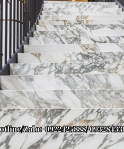 Đá ốp cầu thang marble trắng ý