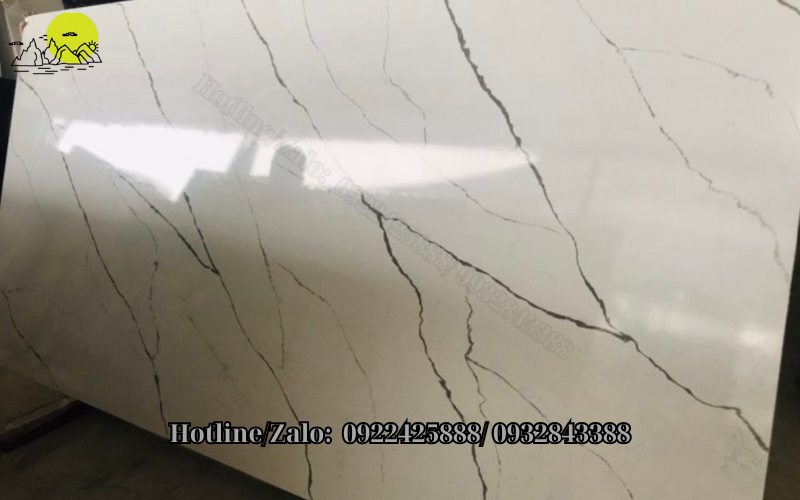 Đá ốp cầu thang màu trắng vân mây