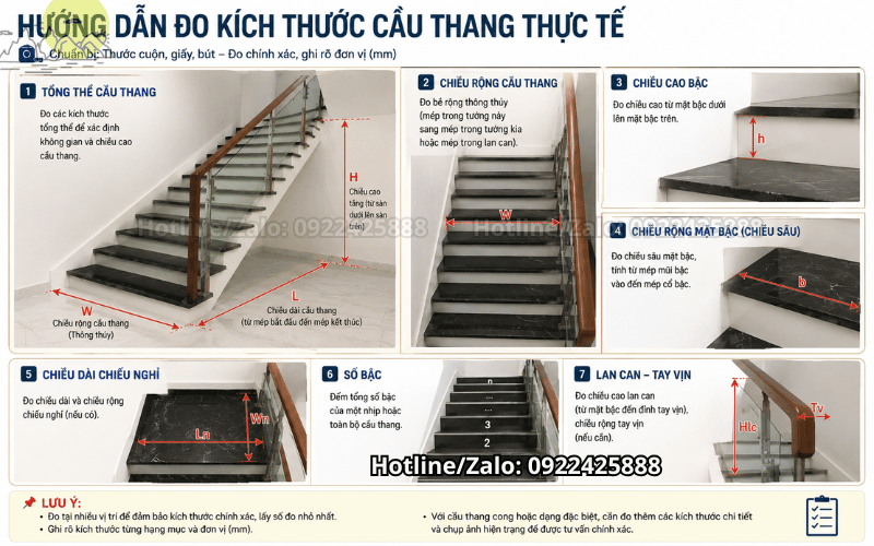 Cách tính m2 lát đá cầu thang
