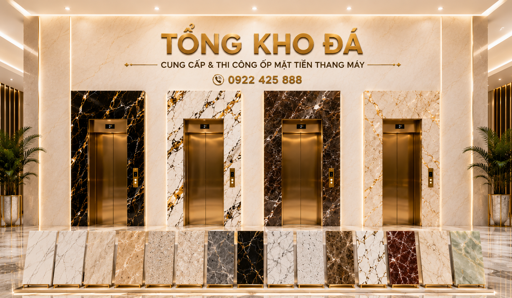 cung cấp thi công đá ốp thang máy