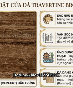 Đá travertine Brown Noce