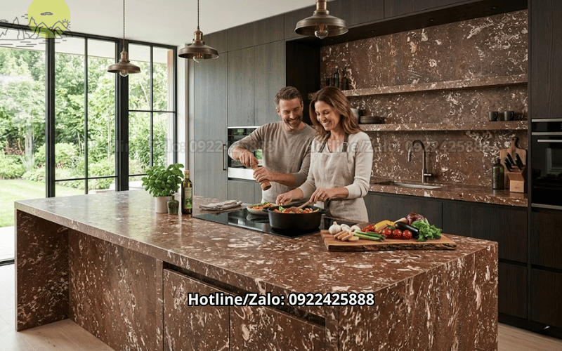 Đá Travertine Brown Rosso