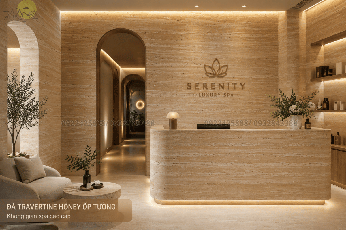 30 mẫu Đá Travertine - Không gian spa thư giãn với đá Travertine Honey