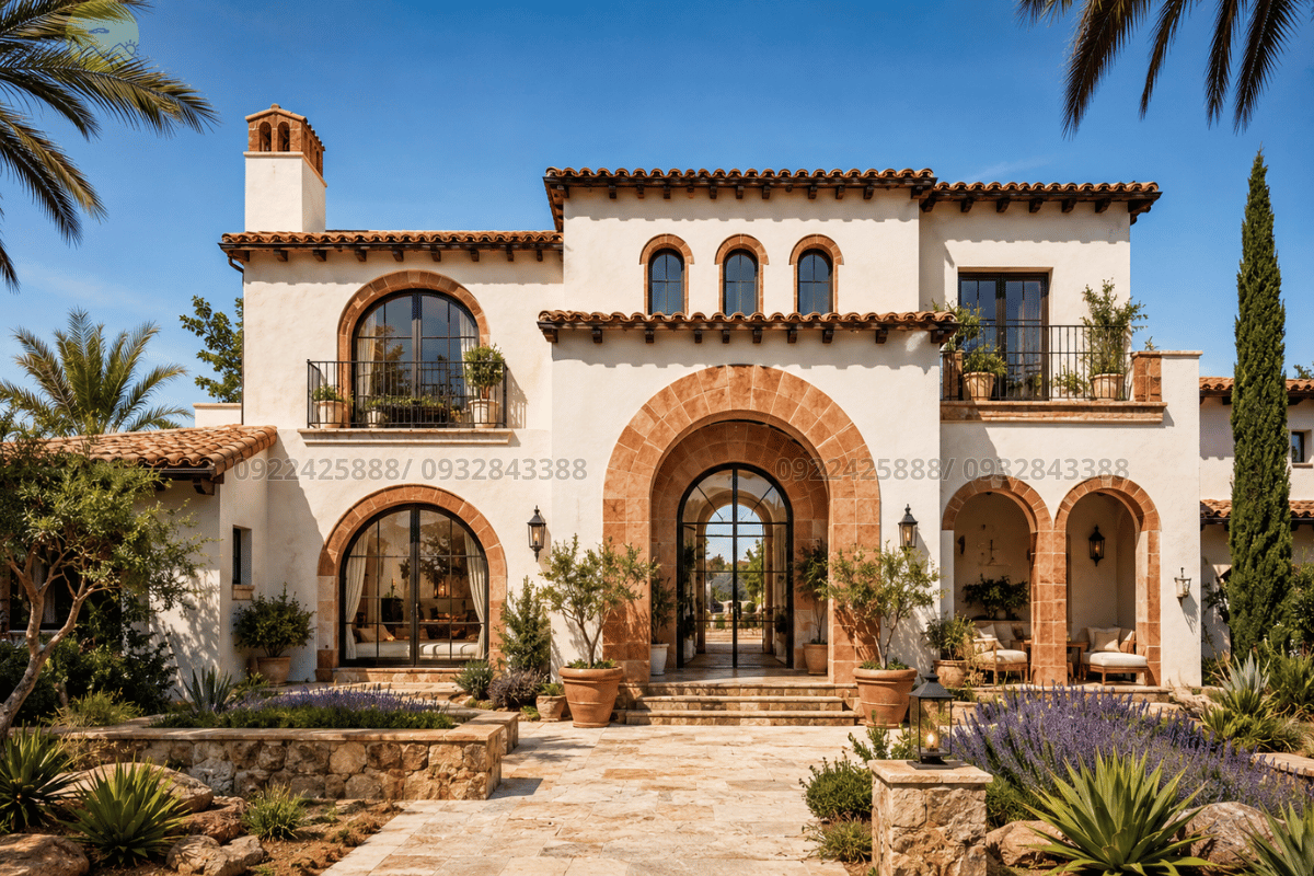 30 mẫu Đá Travertine - Biệt thự Địa Trung Hải ốp đá Travertine Terracotta