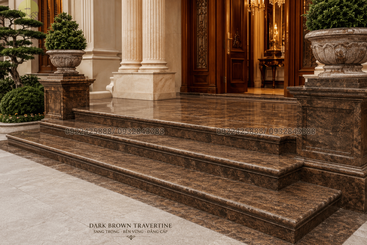 30 mẫu Đá Travertine - Quầy bar nhà hàng nổi bật với đá Red Fire Travertine