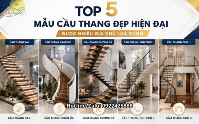 Top 5 Mẫu Cầu Thang Đẹp Hiện Đại Được Nhiều Gia Chủ Lựa Chọn
