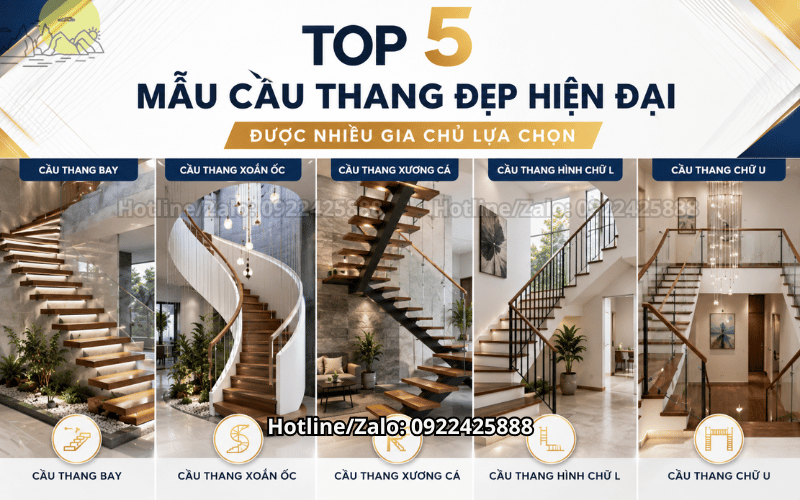 Top 5 Mẫu Cầu Thang Đẹp Hiện Đại Được Nhiều Gia Chủ Lựa Chọn