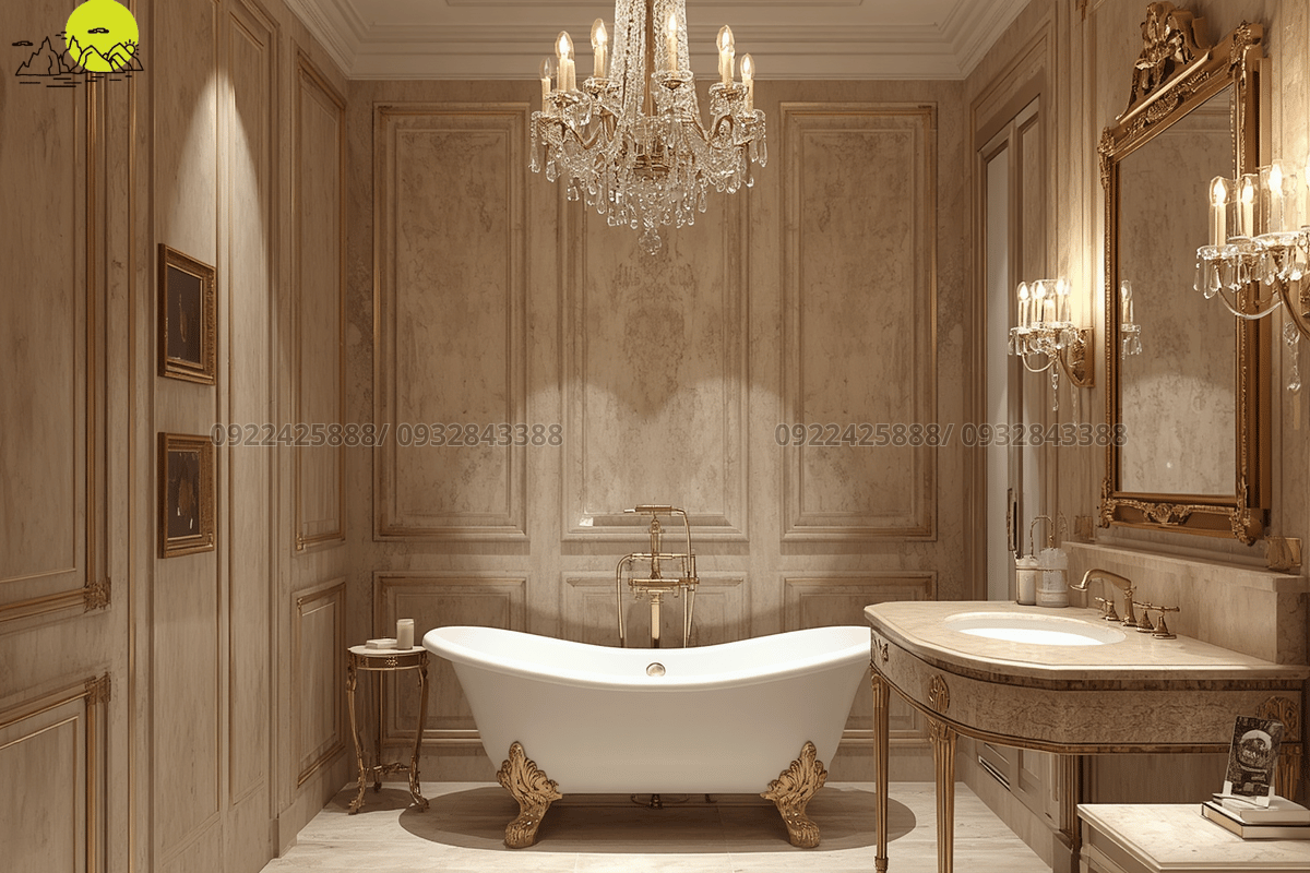 Hoàn thiện không gian phòng tắm hoàng gia đẳng cấp nhờ ốp đá Travertine thô mộc