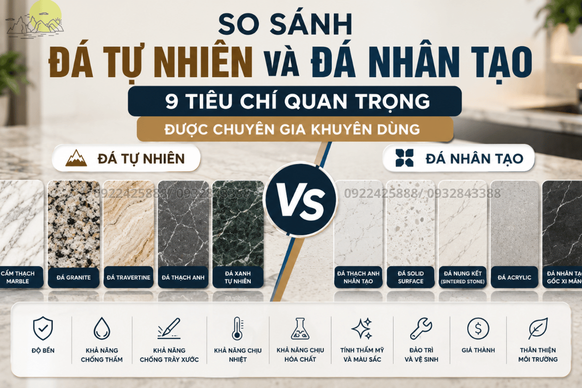 so sánh đá tự nhiên và đá nhân tạo 