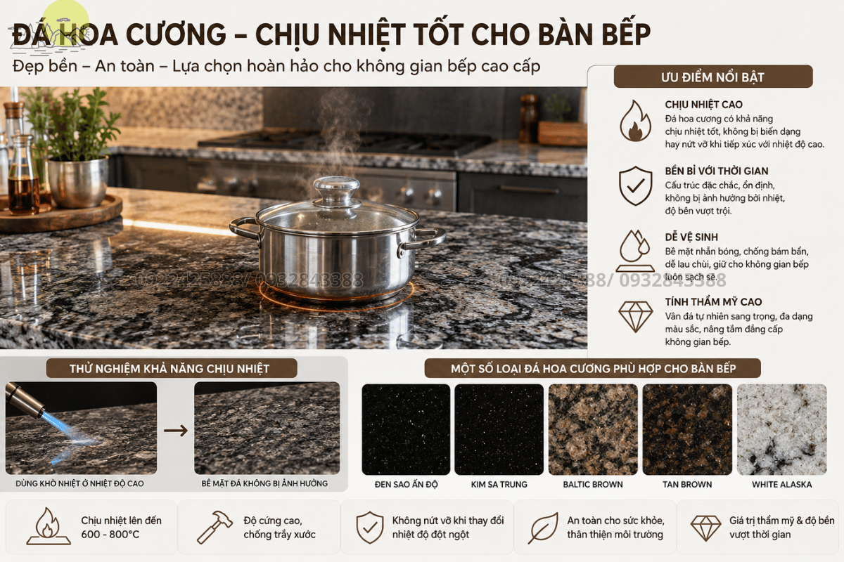 Ứng dụng đá Granite tự nhiên cho khu vực bếp đun