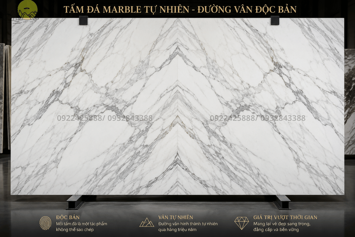 Tấm đá Marble tự nhiên với đường vân độc bản