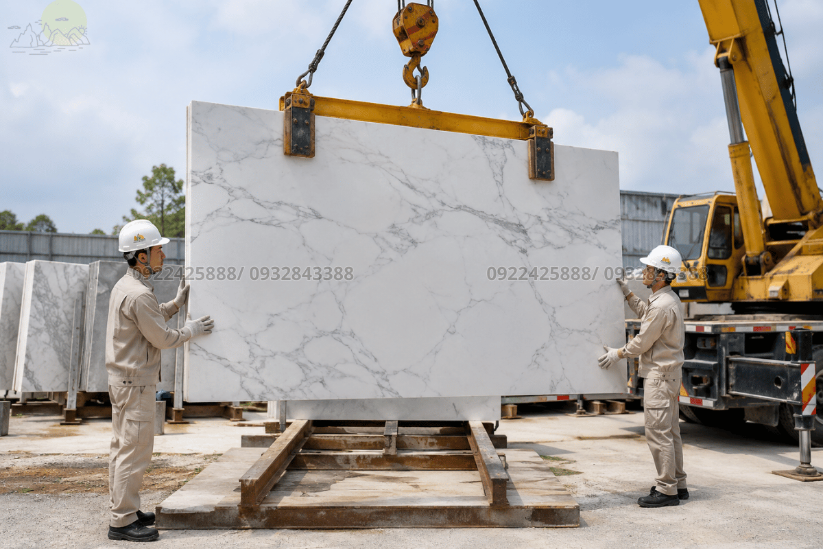 Vận chuyển tấm đá tự nhiên khổ lớn bằng cẩu