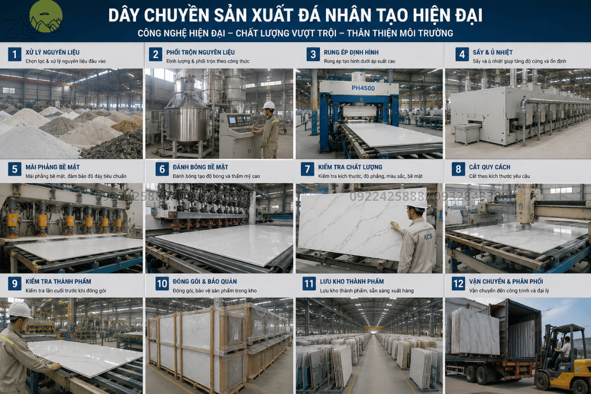 Dây chuyền sản xuất đá nhân tạo hiện đại