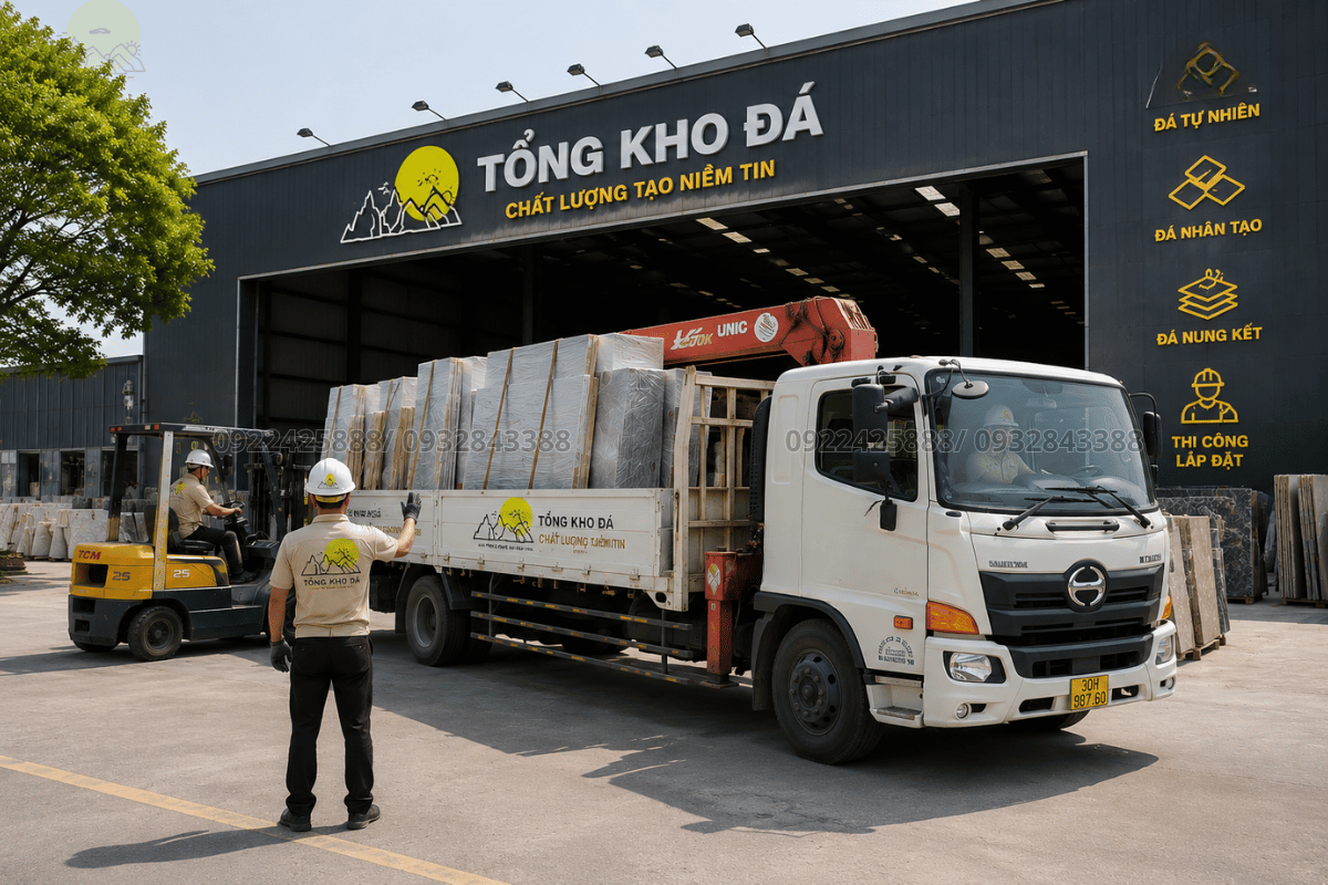 Thi công đá bàn bếp tại Hải Phòng - Dịch vụ vận chuyển thi công trọn gói tận nhà