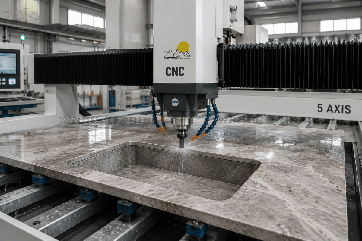 Thi công đá bàn bếp tại Hải Phòng - Gia công cắt đá mặt bếp bằng máy CNC tia nước