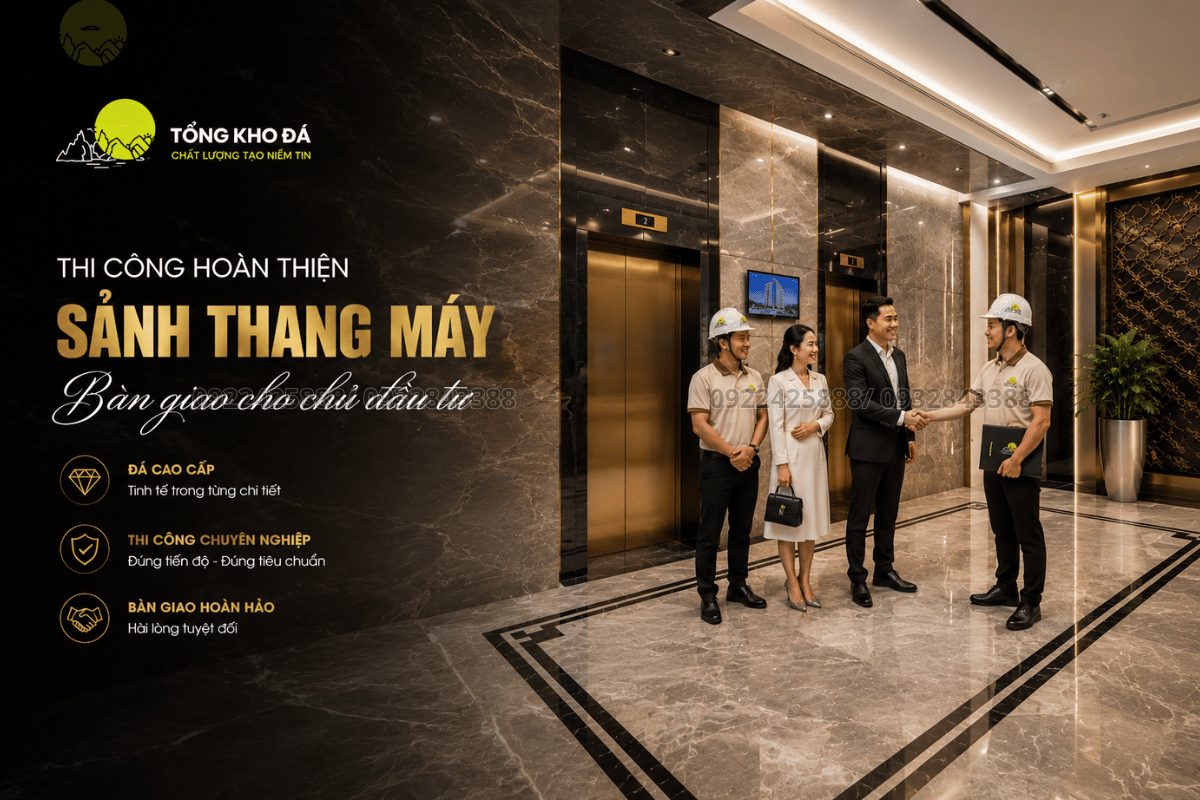 Hình ảnh thi công hoàn thiện sảnh thang máy bàn giao cho chủ đầu tư