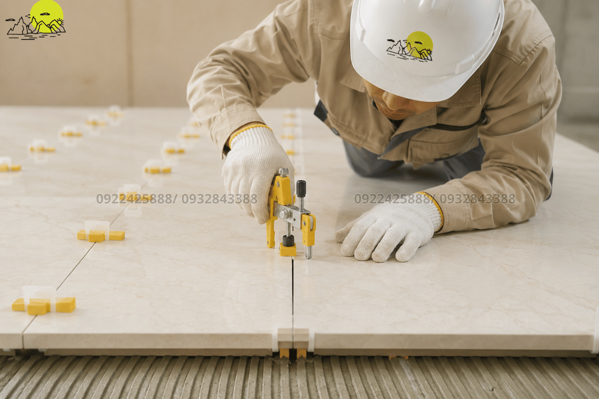 Hệ thống nêm kít cân bằng giúp cố định các mép đá phẳng mịn tuyệt đối