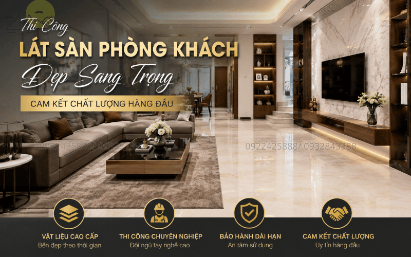 thi công lát sàn phòng khách