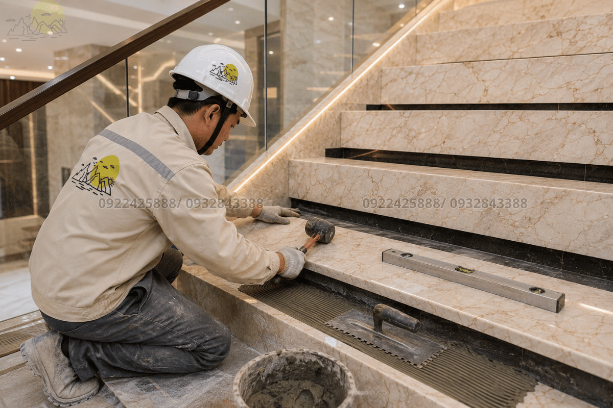 Đơn vị cung cấp đá ốp cầu thang tại Hải Phòng hỗ trợ đo đạc chuyên nghiệp