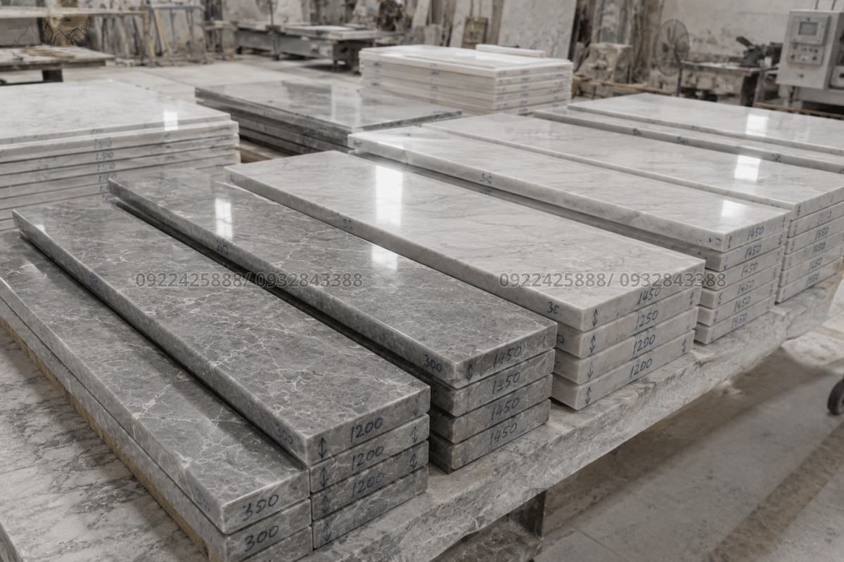 Đá sau gia công khớp với cách đo cầu thang để đặt đá