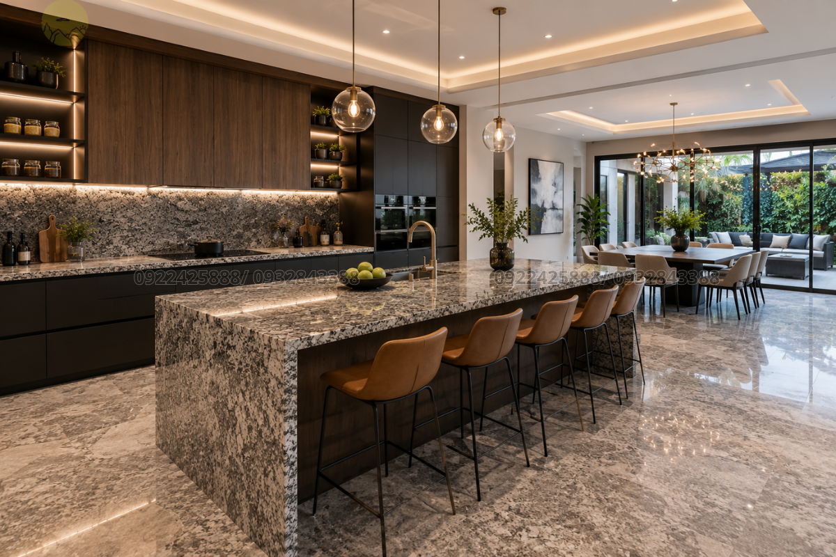 Đá Granite tự nhiên có độ cứng cao phù hợp làm bàn bếp