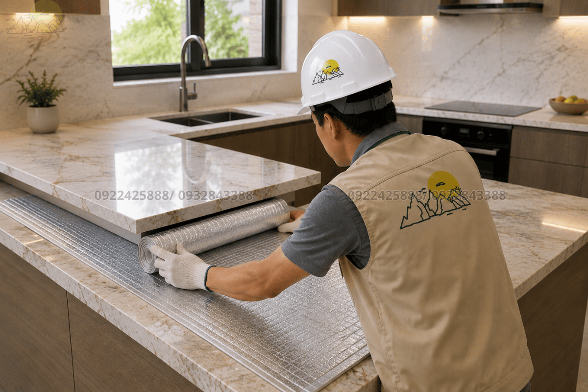 Sử dụng lót cách nhiệt bảo vệ mặt đá bàn bếp