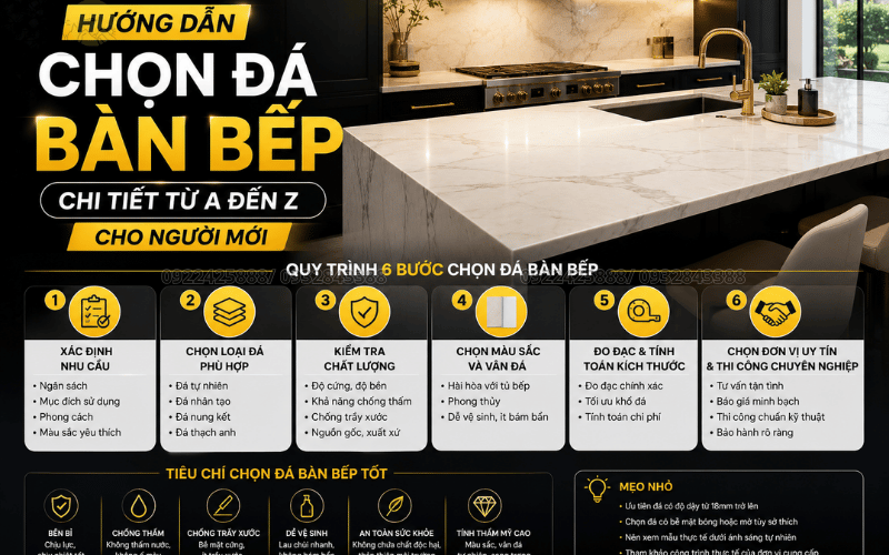 Hướng Dẫn Chọn Đá Bàn Bếp Chi Tiết Từ A Đến Z Cho Người Mới 