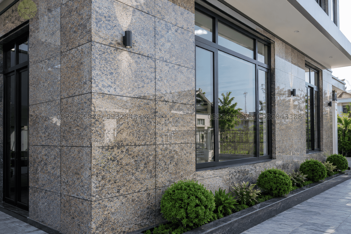 Hình ảnh đá Granite hoàn thiện tại bề mặt tường ngoài