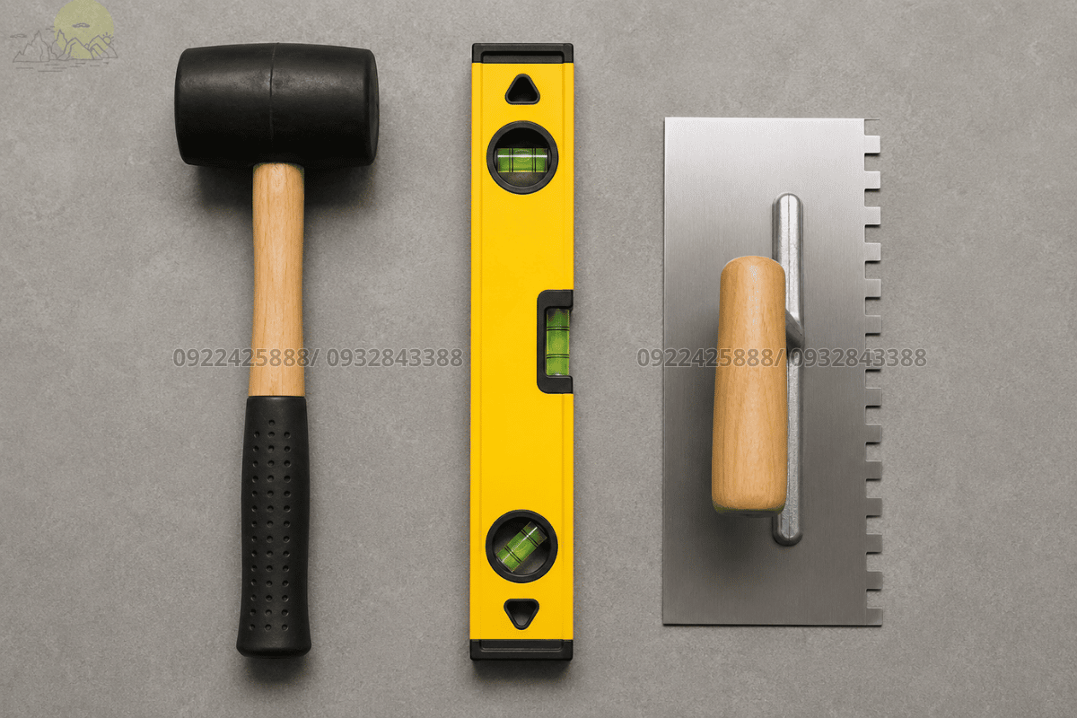 Bộ dụng cụ thi công cần thiết trong quá trình ốp lát bậc cầu thang đá