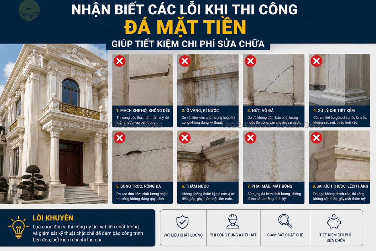Nhận biết các lỗi khi thi công đá mặt tiền giúp tiết kiệm chi phí sửa chữa