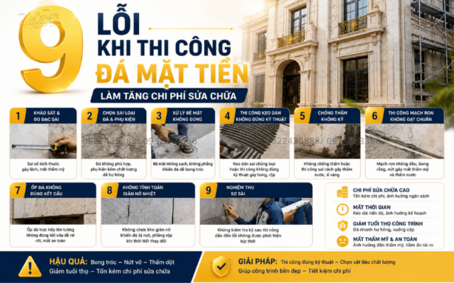 9 Các Lỗi Khi Thi Công Đá Mặt Tiền Làm Tăng Chi Phí Sửa Chữa 