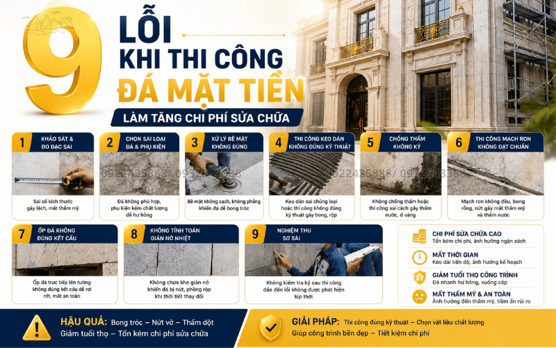 9 Các Lỗi Khi Thi Công Đá Mặt Tiền Làm Tăng Chi Phí Sửa Chữa 