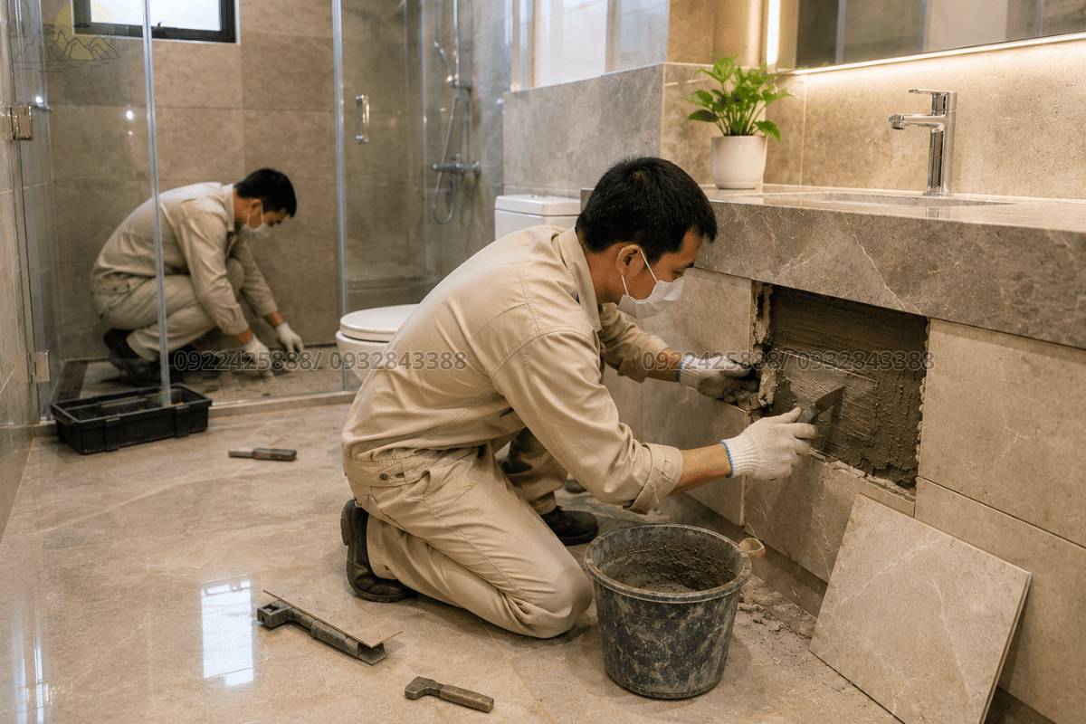 Khắc phục lỗi khi thi công nhà vệ sinh bằng vật tư đá ốp lát chất lượng cao