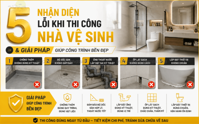 Nhận diện 5 lỗi khi thi công nhà vệ sinh & Giải pháp giúp công trình bền đẹp 