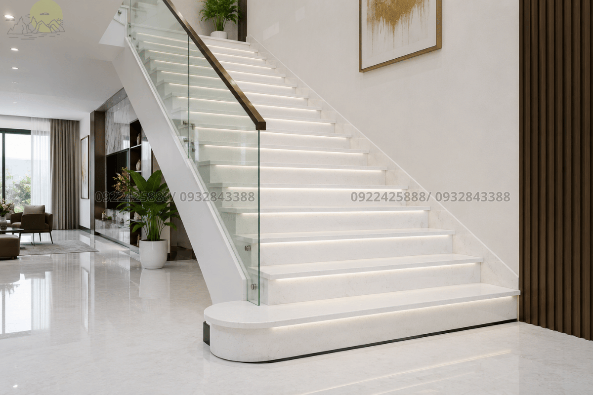 Nên dùng đá tự nhiên hay nhân tạo cho cầu thang với đá nhân tạo Quartz
