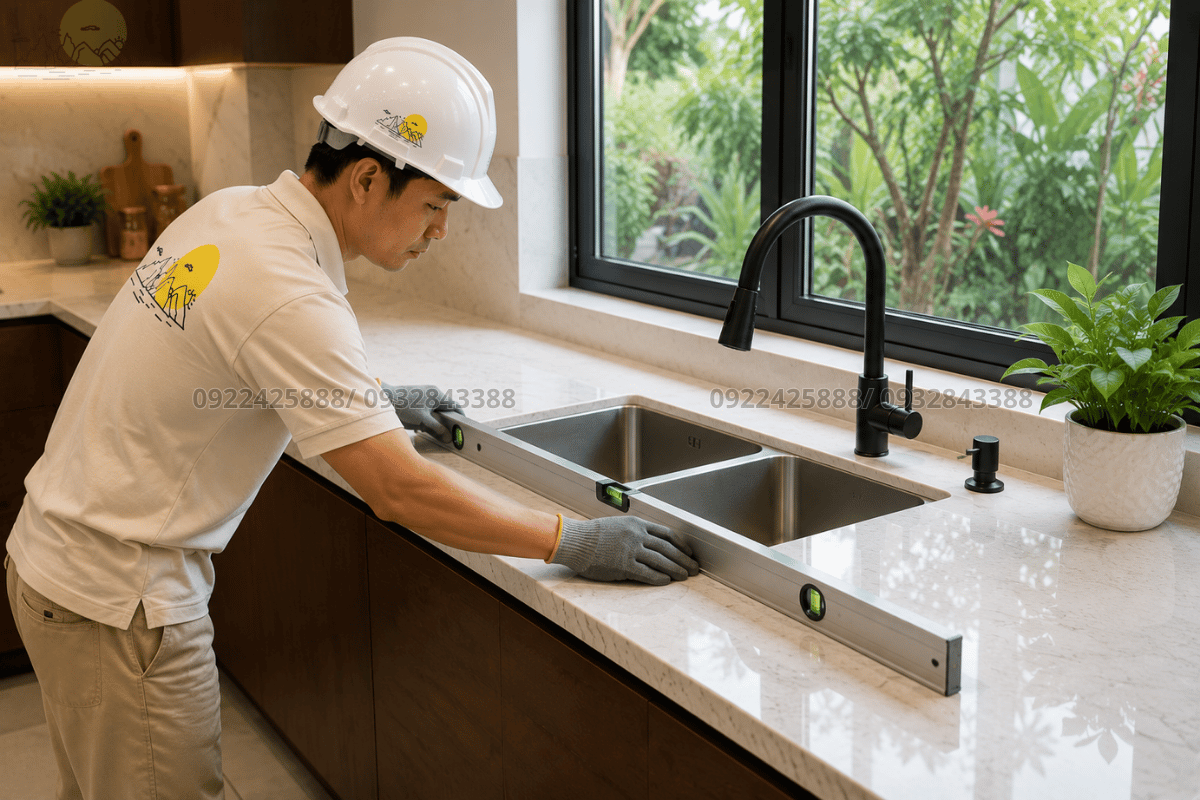 Kiểm tra nghiệm thu thi công bàn bếp có lavabo
