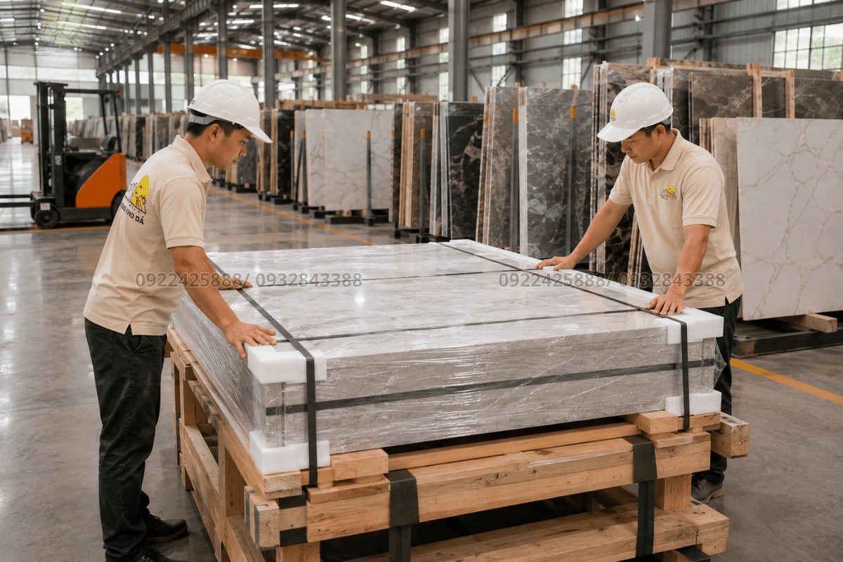 Đảm bảo chất lượng vật liệu khi thi công mặt bàn bếp chữ L