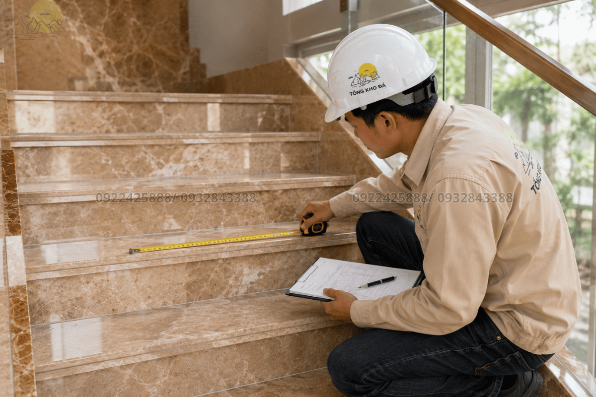 Tiêu chuẩn thi công đá cầu thang bắt đầu từ việc đo đạc bậc chính xác