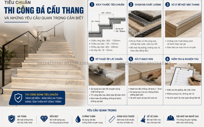 Tiêu Chuẩn Thi Công Đá Cầu Thang Và Những Yêu Cầu Quan Trọng Cần Biết 