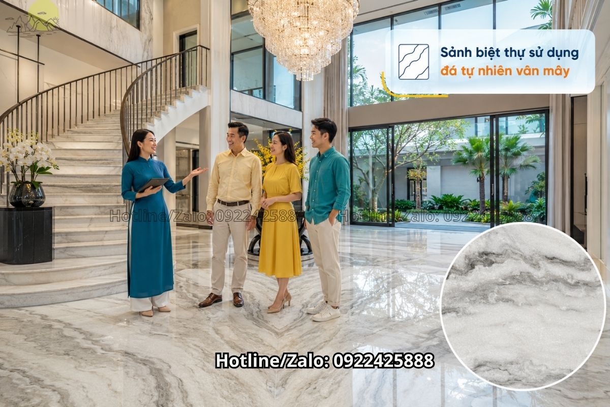 Đá tự nhiên lát sàn biệt thự tạo không gian sang trọng cao cấp