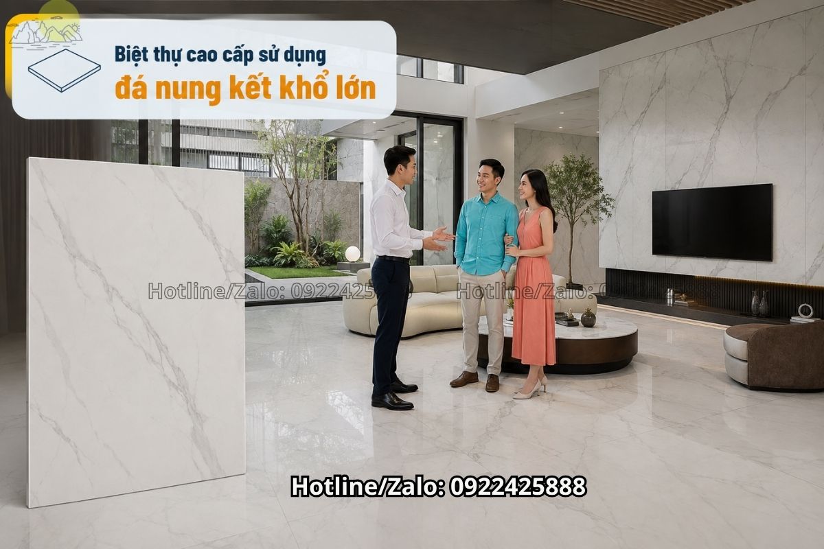 Đá marble trắng vân mây lát sàn biệt thự cao cấp