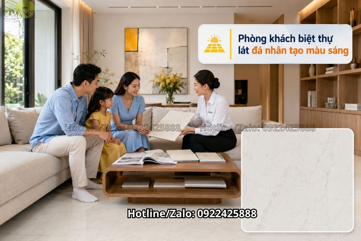 Đá nung kết khổ lớn lát sàn biệt thự phong cách hiện đại