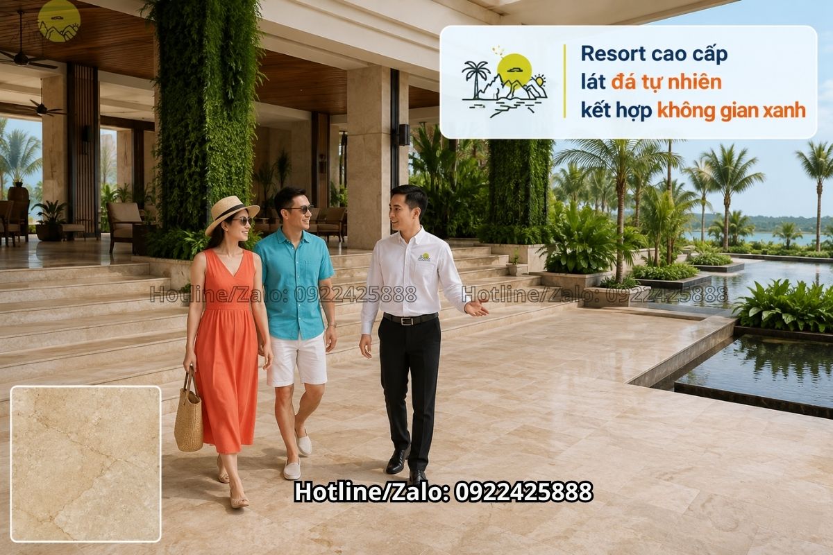 Đá tự nhiên lát sàn khách sạn resort tạo vẻ đẹp gần gũi thiên nhiên