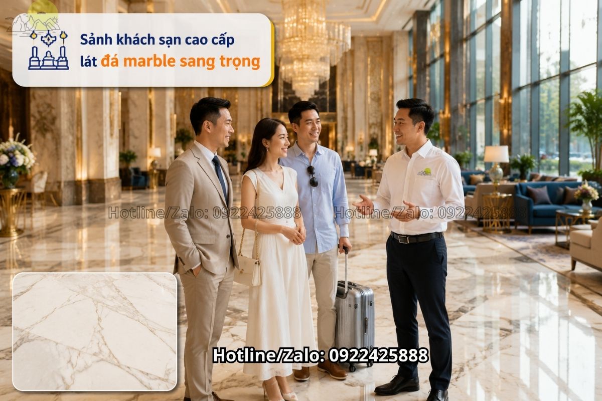 Đá lát sàn khách sạn khu vực sảnh lớn bằng đá marble cao cấp