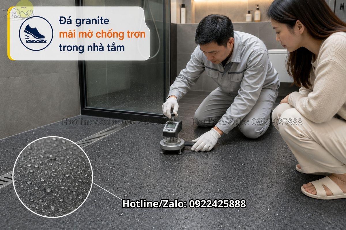 Đá nung kết xám lát sàn nhà tắm phong cách hiện đại tối giản
